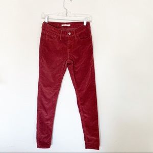 LEVI’S Corduroy Burgundy Skinny Jeans